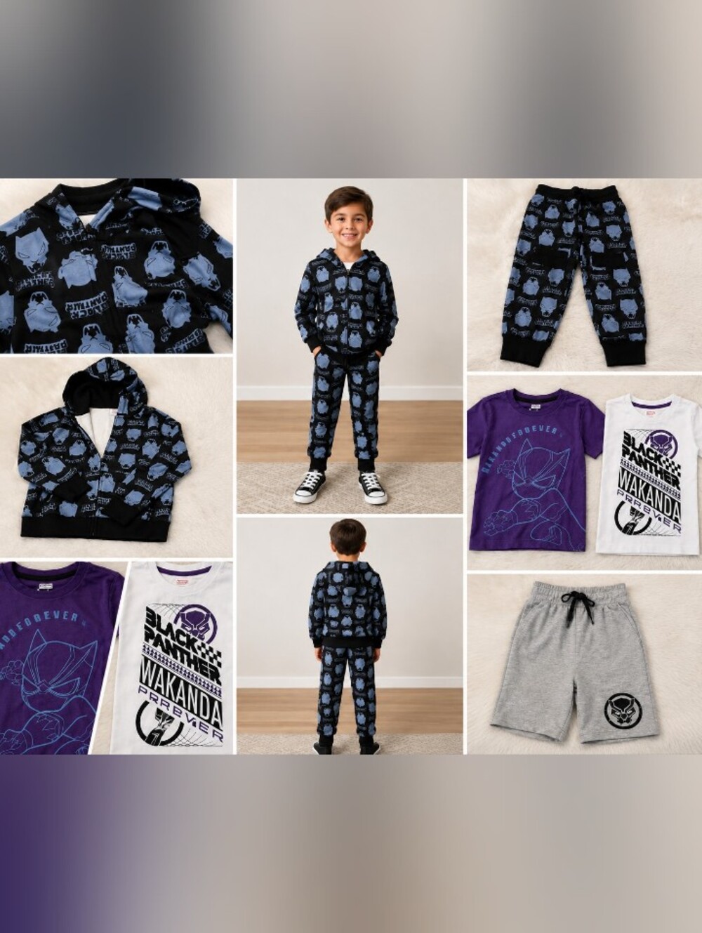 Marvel Black Panter Boys 5 Piece Matching Bundle Set Blue Purple NWT M